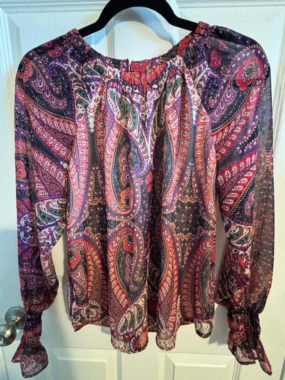 😍LOFT Women's Long-Sleeve Paisley Peasant Blouse - SZ XS